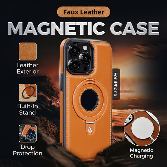 Full Faux Leather Shockproof Magnetic Case for iPhone