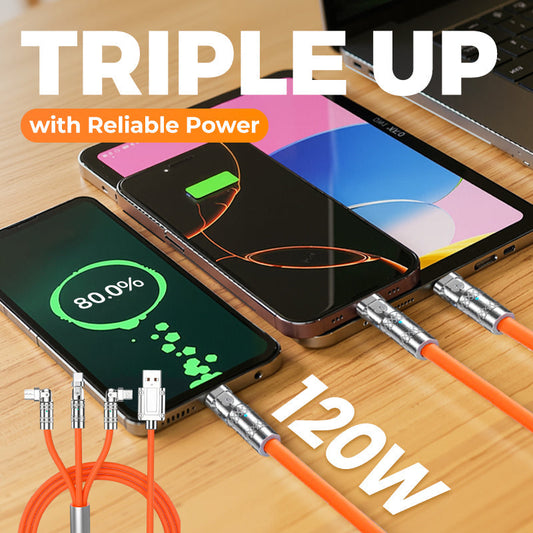 🔥120W 3-In-1 180° Rotating Fast Charging Cable⚡
