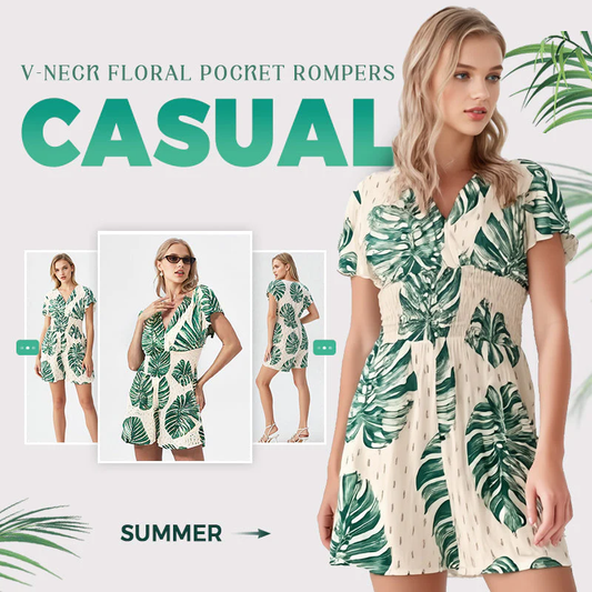 🔥Casual Floral Polka Dot Pocket Rompers