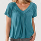 🎁LAST DAY SALE £12.99🔥Summer Hot Sale 50% OFF⏳Women's Casual Pleated V-Neck Short-Sleeve Top