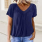 🎁LAST DAY SALE £12.99🔥Summer Hot Sale 50% OFF⏳Women's Casual Pleated V-Neck Short-Sleeve Top