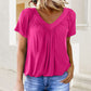 🎁LAST DAY SALE £12.99🔥Summer Hot Sale 50% OFF⏳Women's Casual Pleated V-Neck Short-Sleeve Top