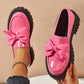 Chic Sweet Platform Loafers with Bow